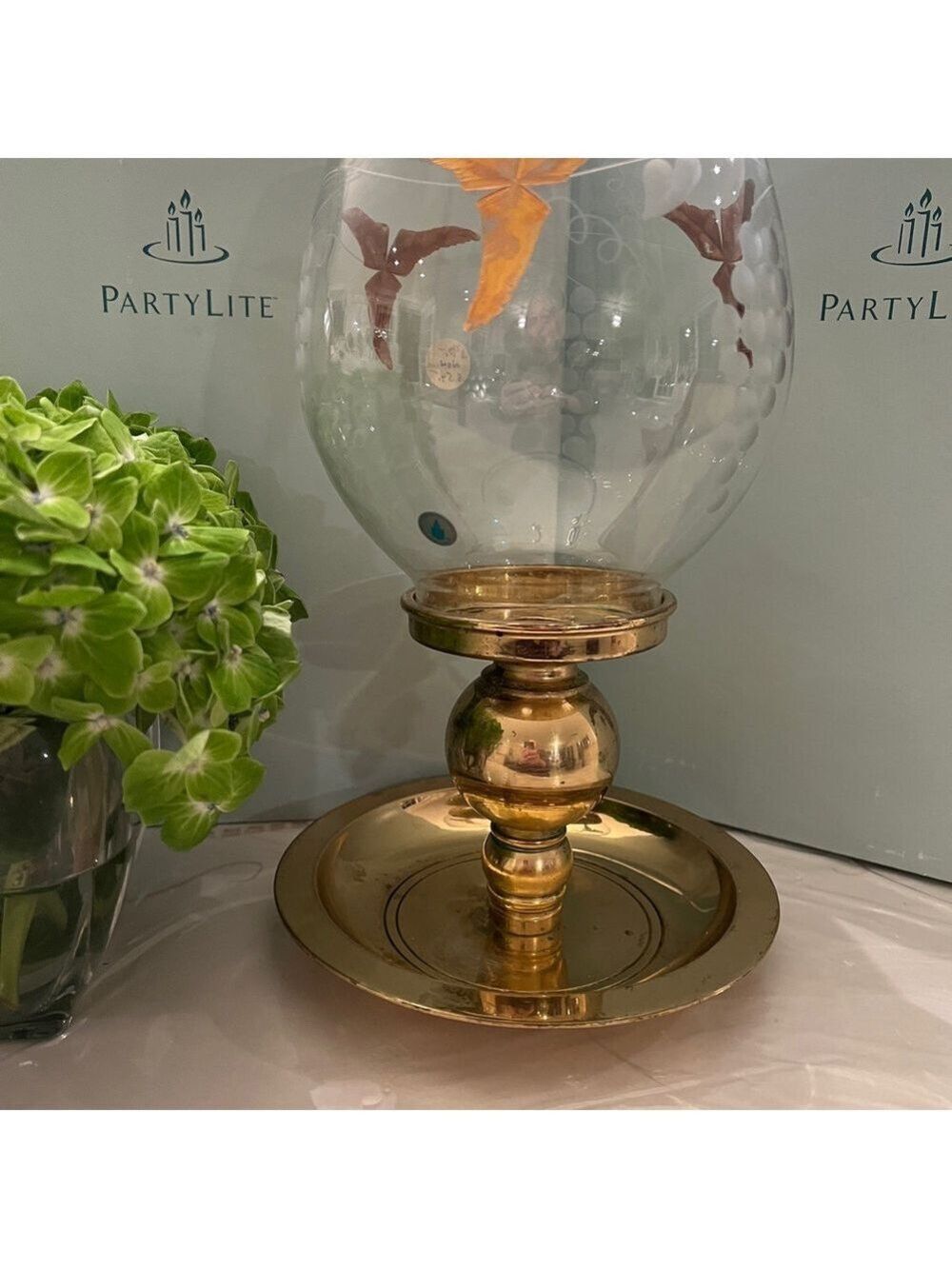Vintage PartyLite Authentic Brass Taper Holder - 14k hand painted Gold Accents